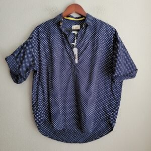 A Shirt Thing Delilah Shirt in Polka Dot Navy size S NWT